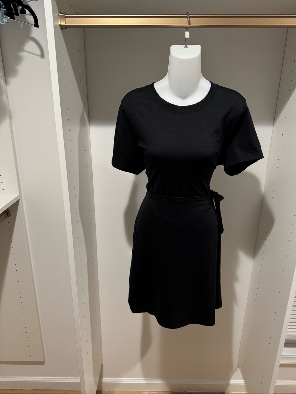 Sleeve Tie-Waist Mini Dress in Black